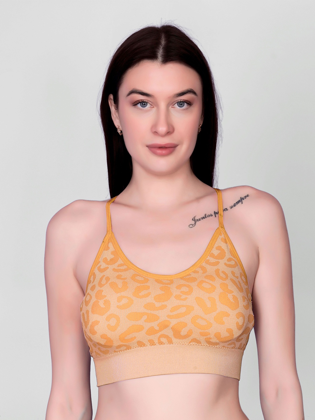 

Flenzy Women Animal Full Coverage Workout Bra, Yellow