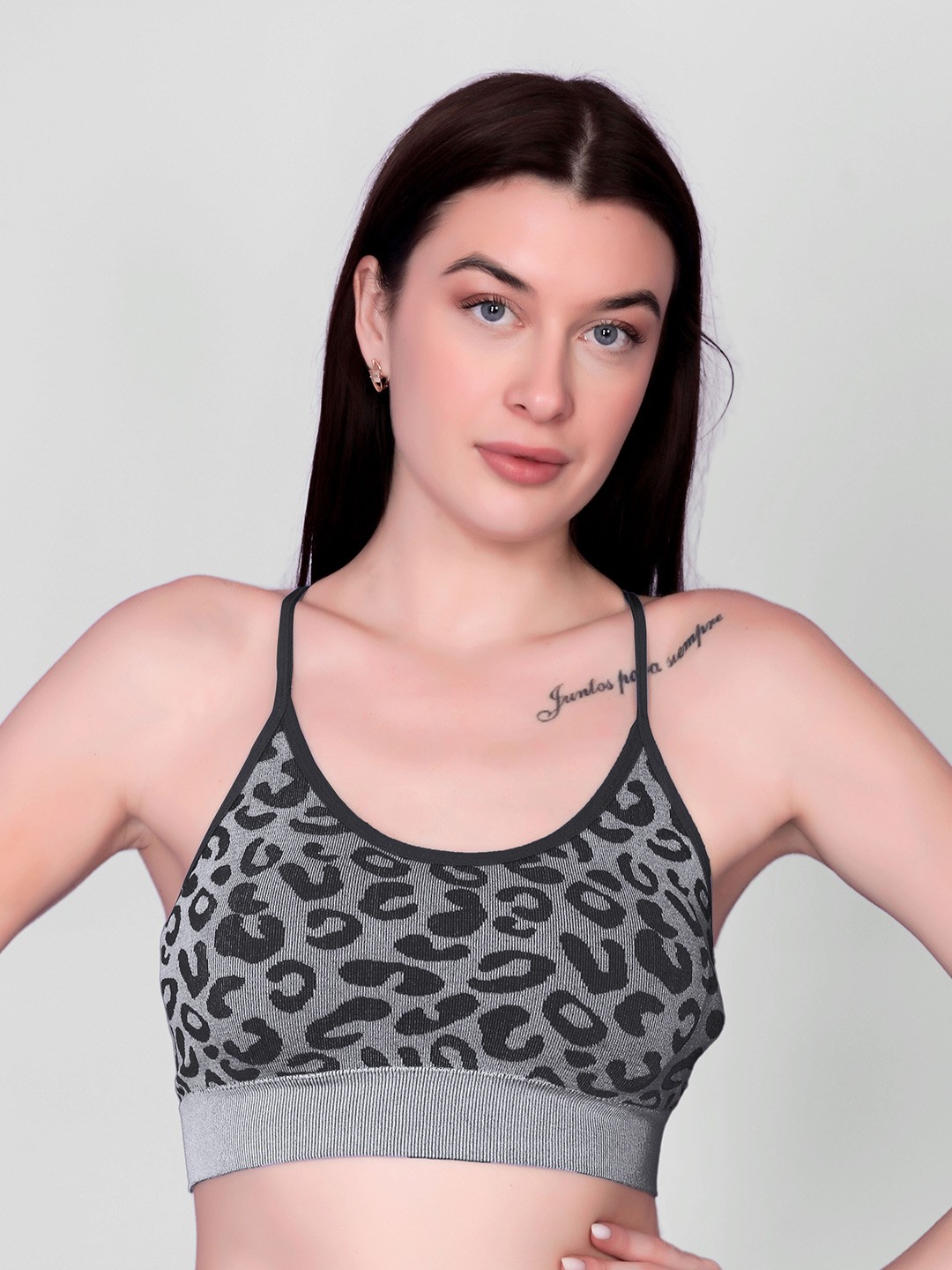 

Flenzy Women Animal Full Coverage Workout Bra, Black