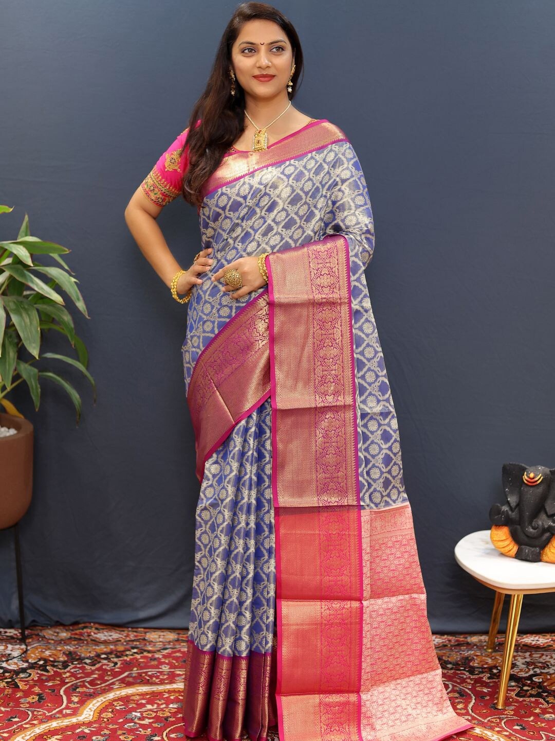 

SGF11 Woven Design Zari Kanjeevaram Saree, Blue