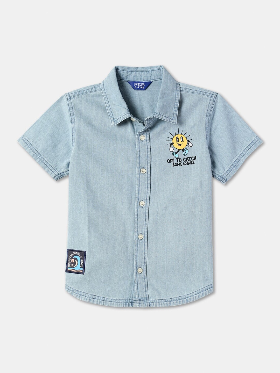 

R&B Boys Solid Opaque Casual Shirt, Blue