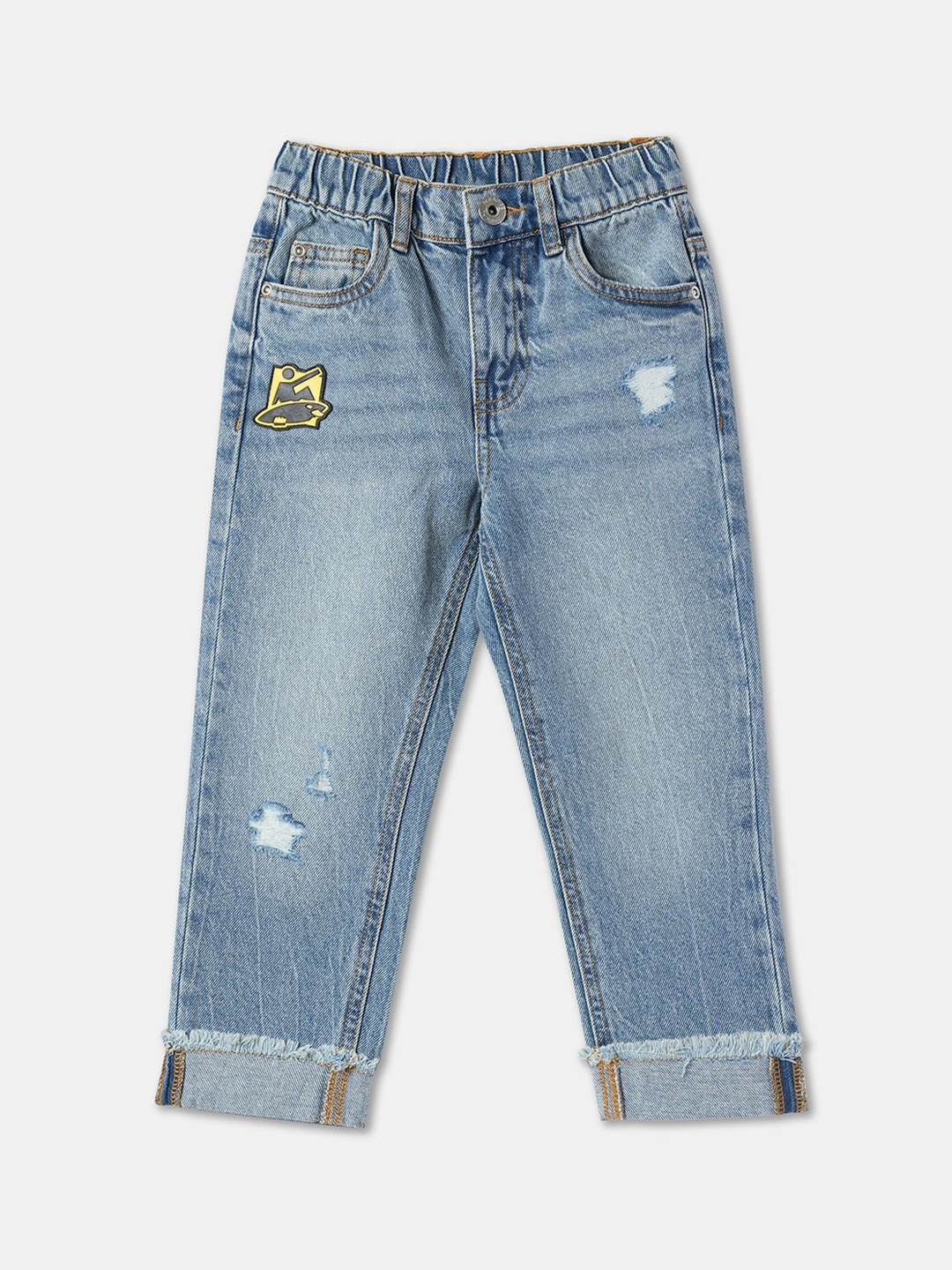 

R&B Boys Mildly Distressed Light Fade Jeans, Blue