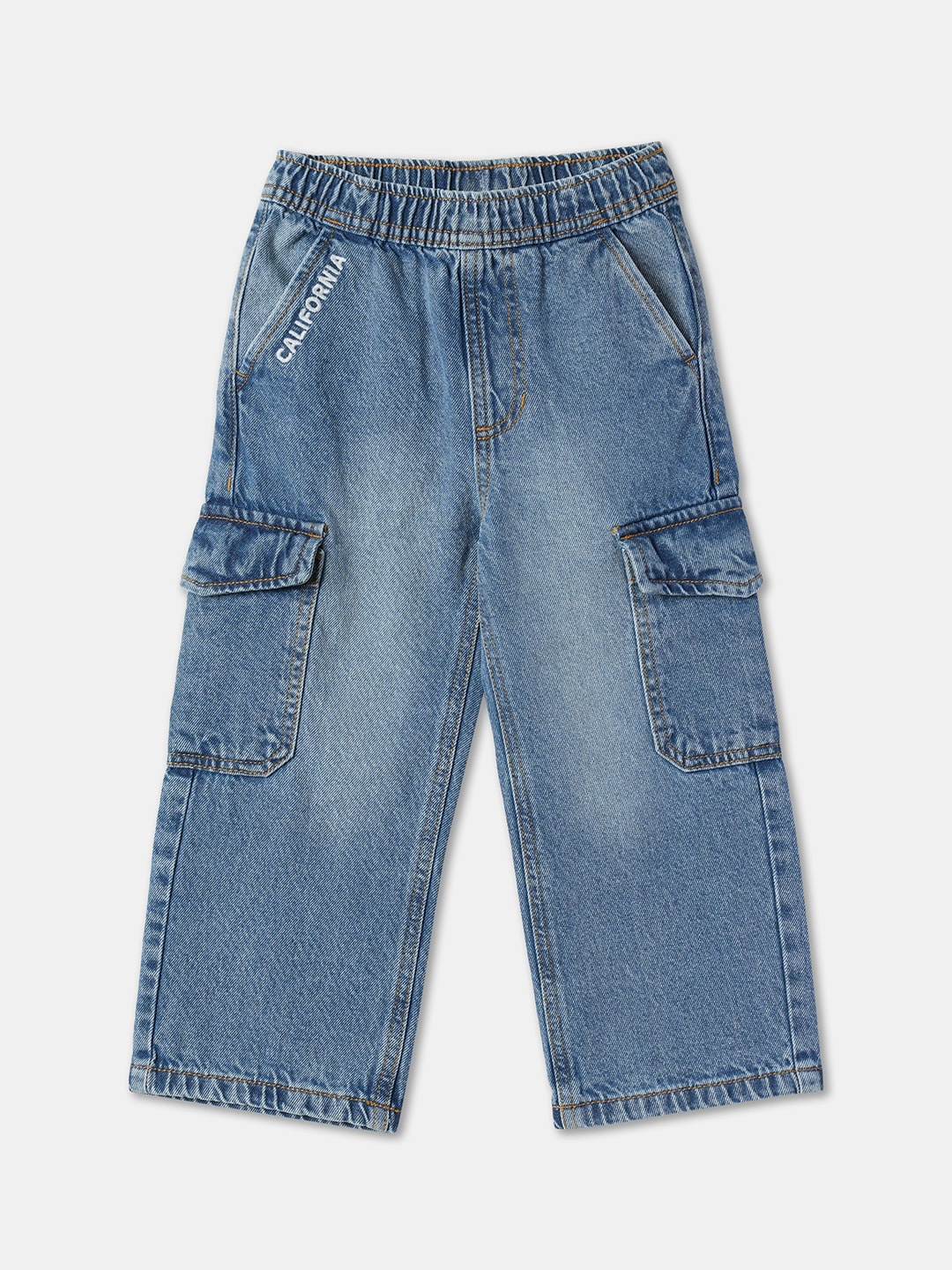 

R&B Boys Light Fade Cargo Jeans, Blue