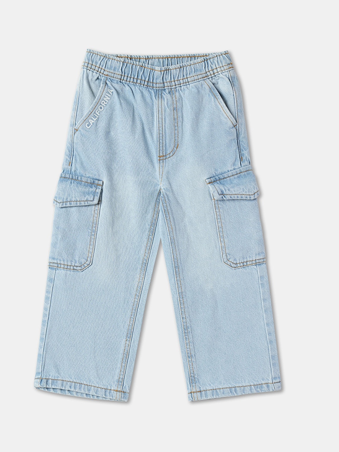 

R&B Boys Mid Rise Cargo Jeans, Blue