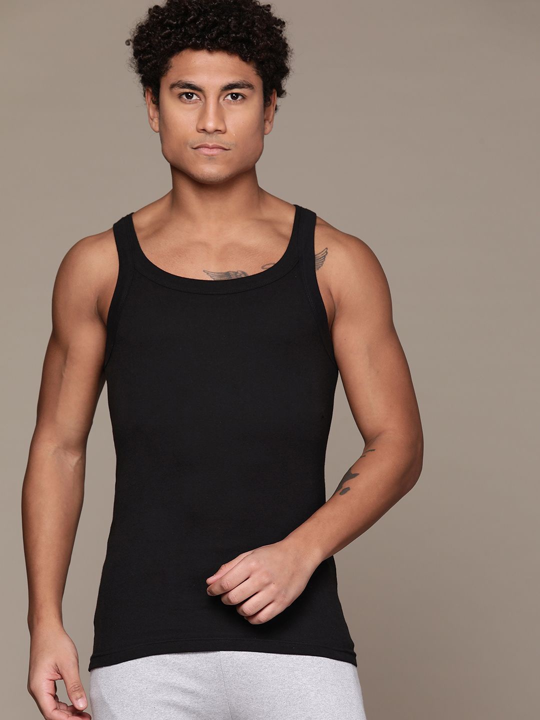 

Roadster Pack of 2 Men Solid Innerwear Vests, Black