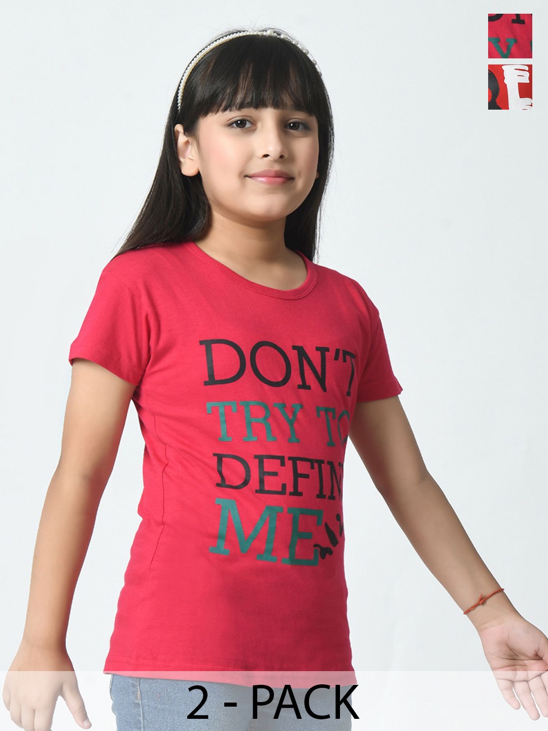 

BAESD Girls 2 Printed Slim Fit cotton T-shirt, Multi