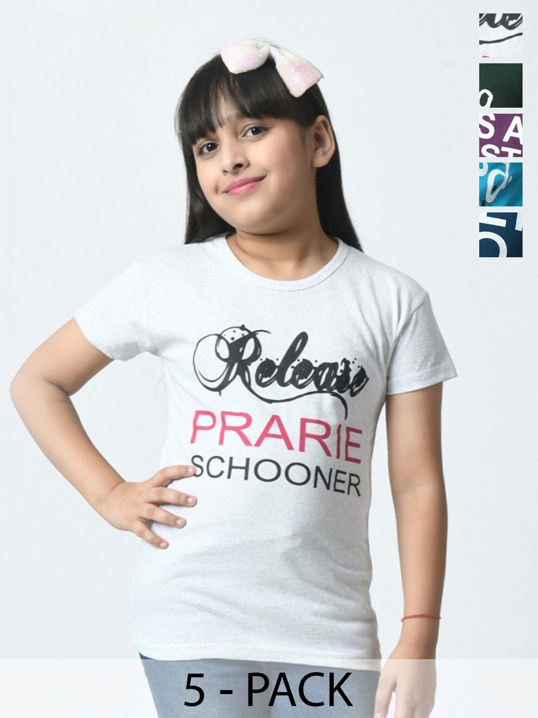 

BAESD Girls Typography 5 Printed cotton Slim Fit T-shirt, White