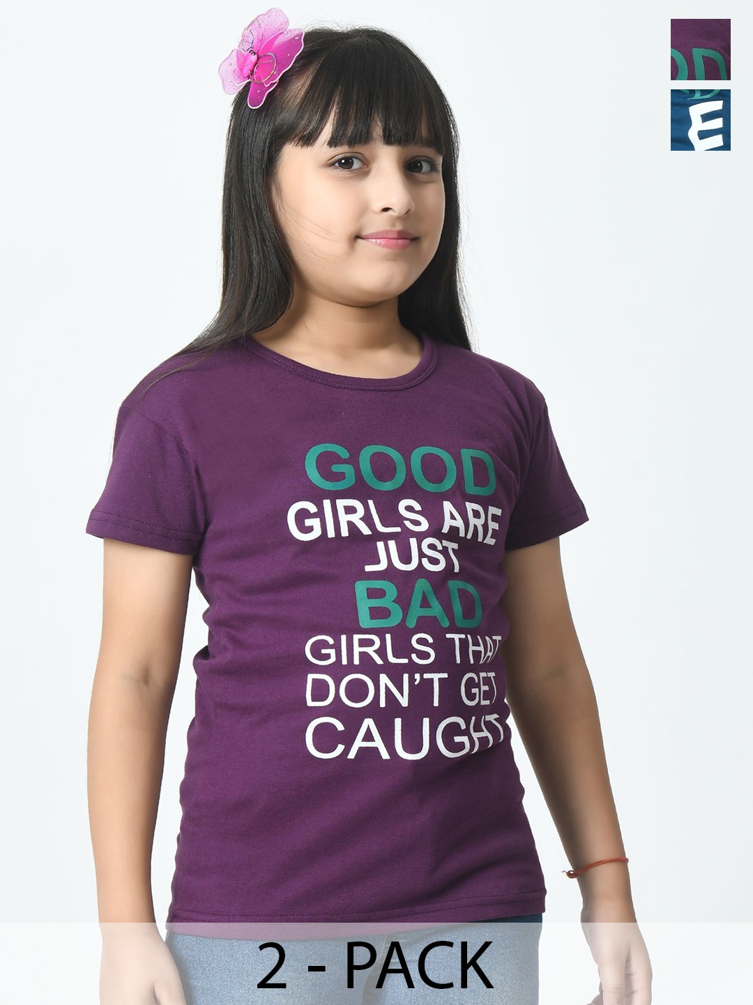 BAESD Girls Typography 2 Printed Slim Fit T-shirt, Multi
