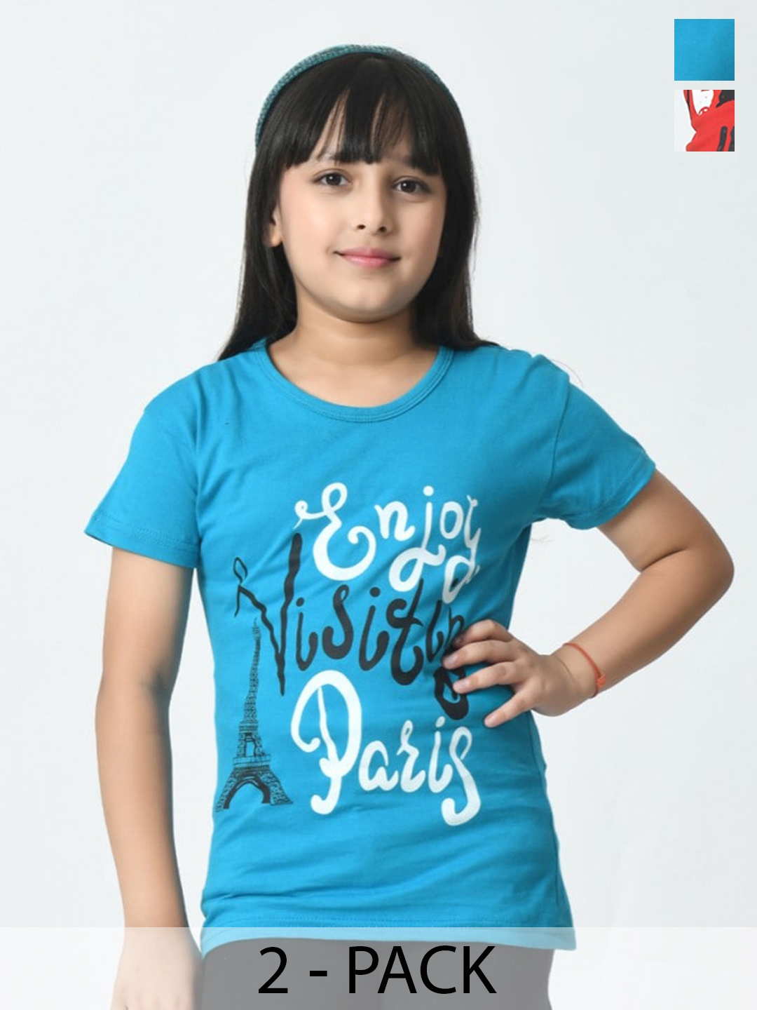 

BAESD Girls Typography 2 Printed Slim Fit cotton T-shirt, Multi