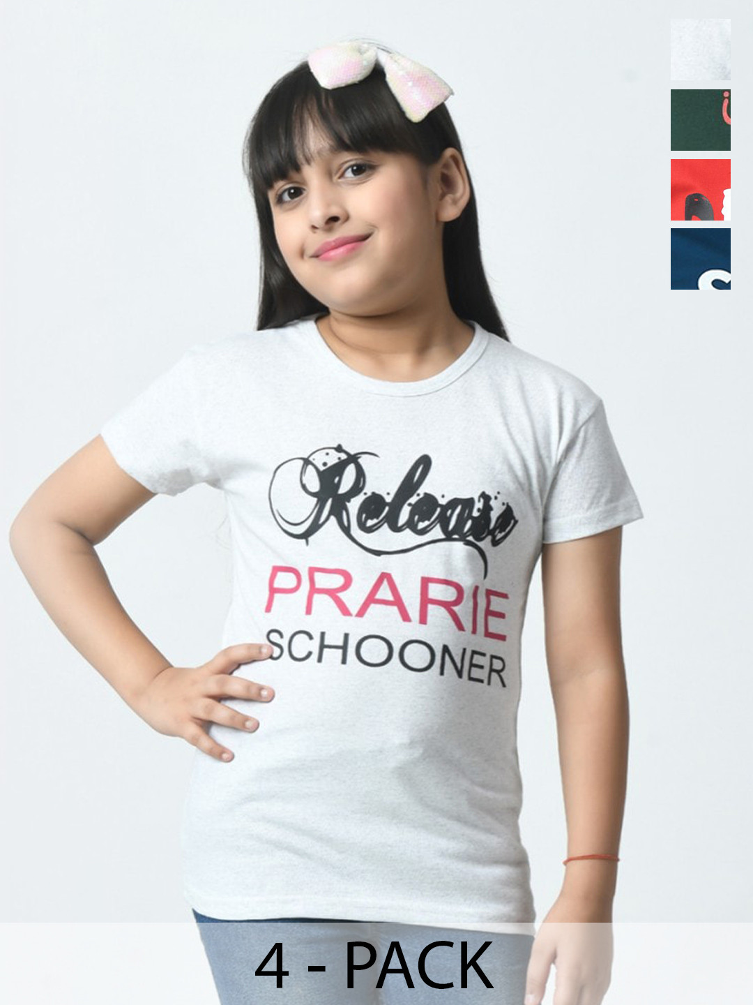 

BAESD Girls Typography 3 Printed Slim Fit T-shirt, Multi