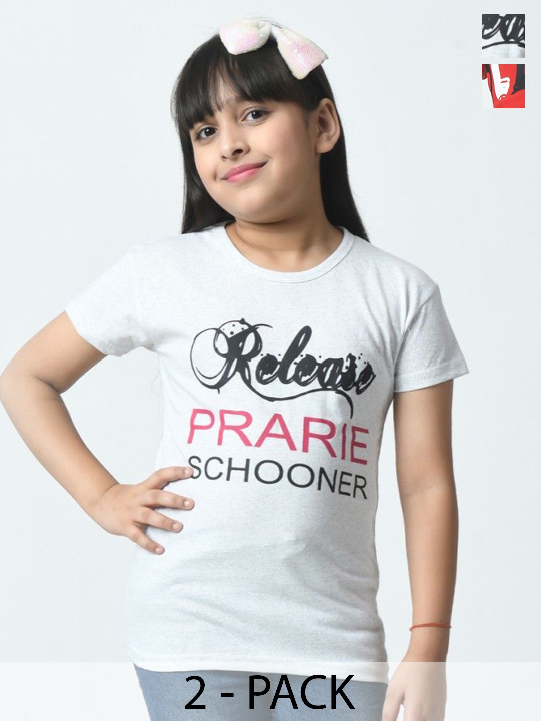 

BAESD Girls Typography 2 Printed Slim Fit cotton T-shirt, Multi