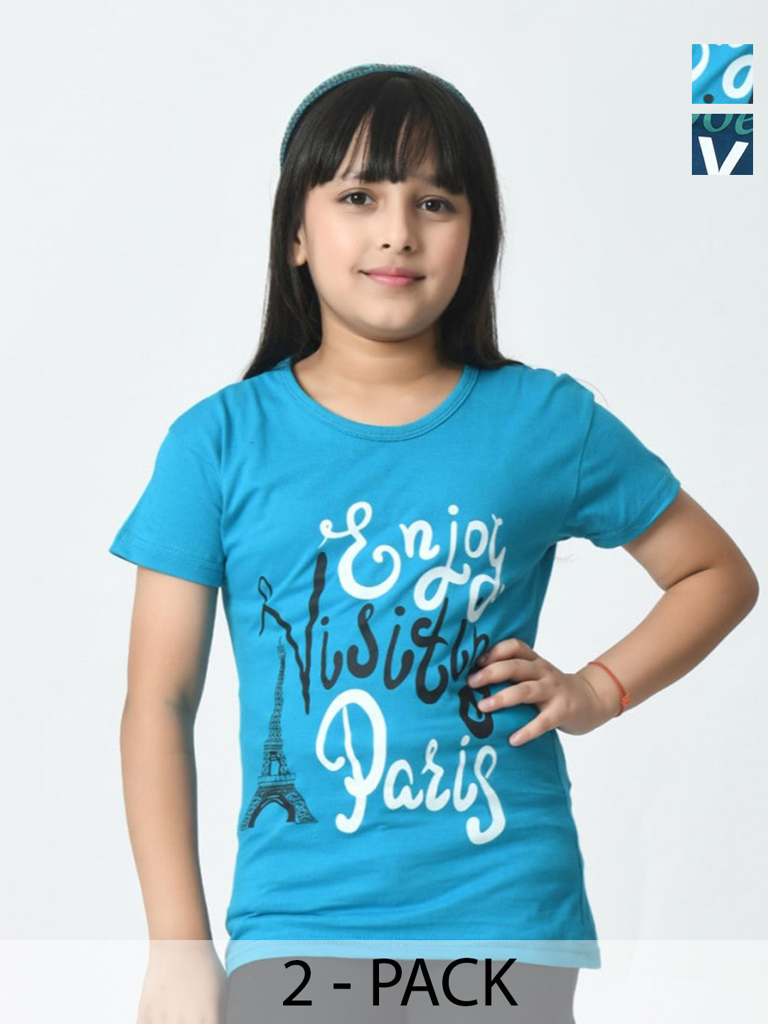 

BAESD Girls Typography 2 Printed Slim Fit cotton T-shirt, Multi