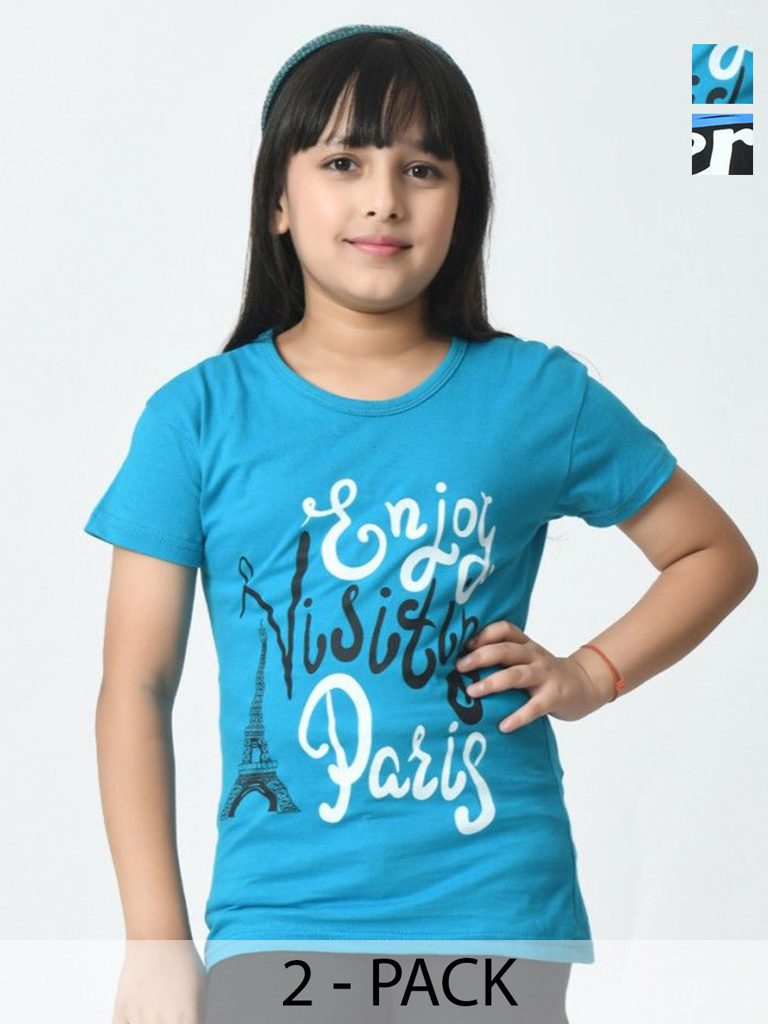

BAESD Girls Typography 2 Printed Slim Fit cotton T-shirt, Multi