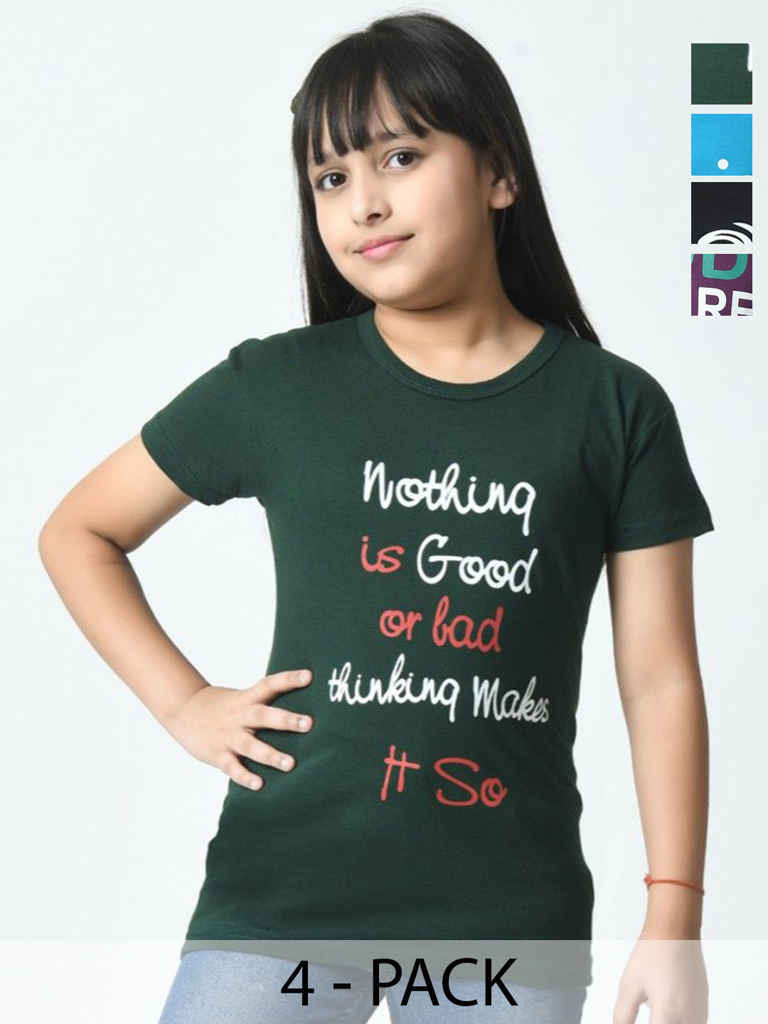 

BAESD Girls Typography 4 Printed Hooded Slim Fit T-shirt, Multi