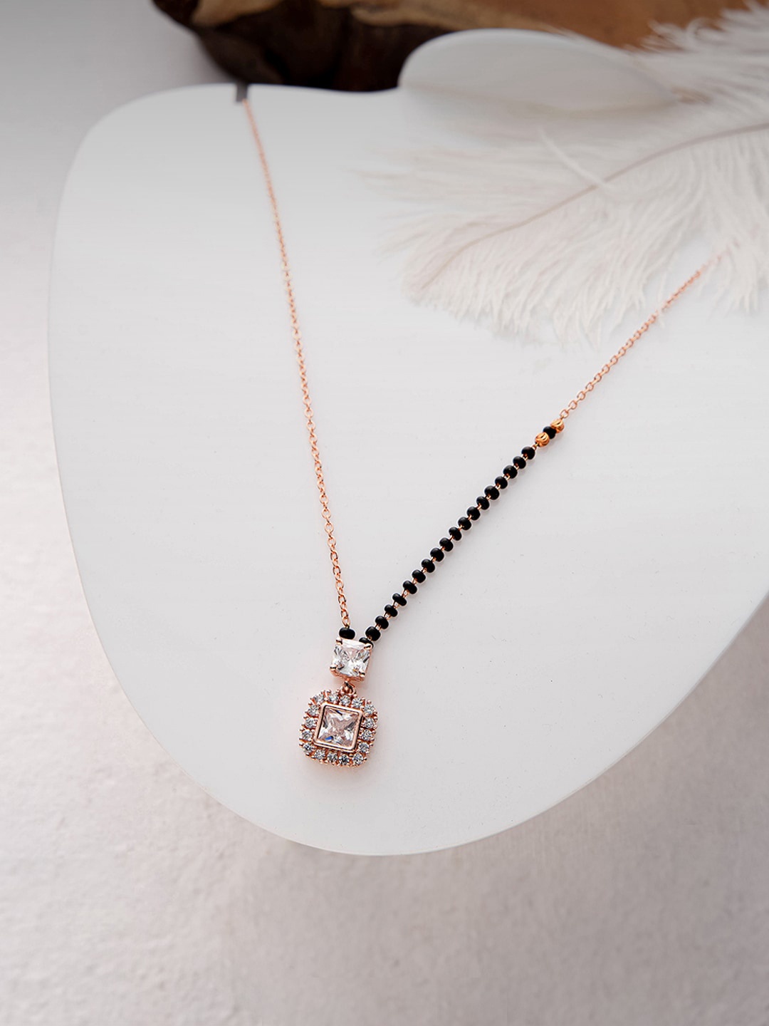 

SWASHAA Women Rose Gold-Plated Artificial Beads Mangalsutra