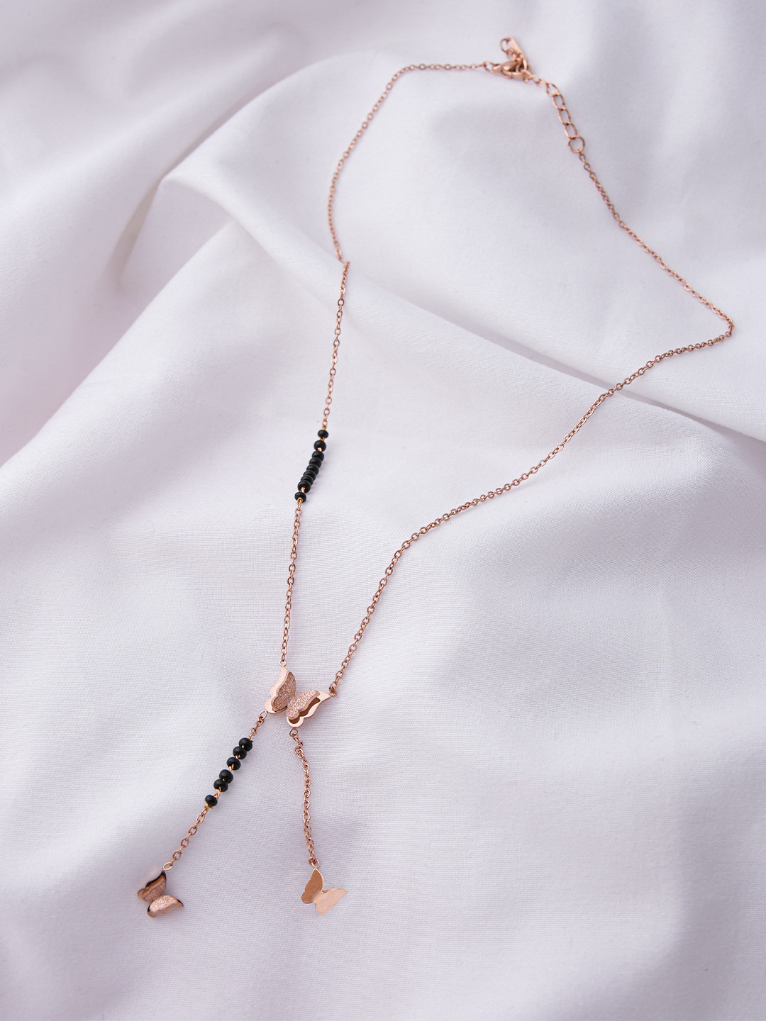 

SWASHAA Women Rose Gold-Plated Artificial Beads Mangalsutra