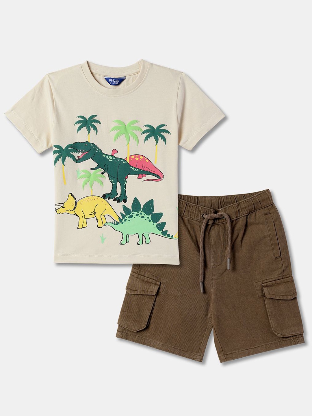 

R&B Boys Printed T-shirt with Shorts, White