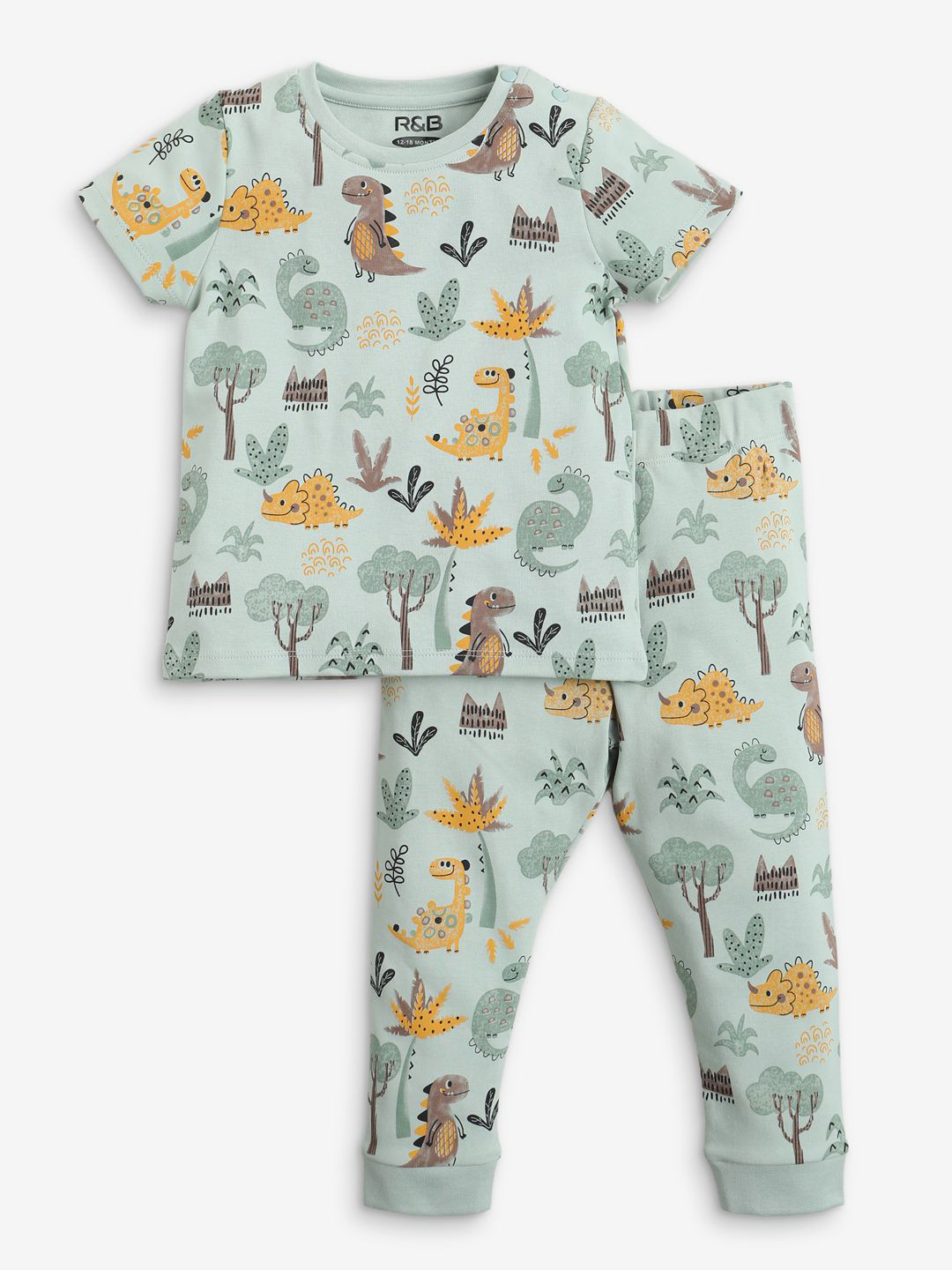 

R&B Boys Printed T-shirt with Pyjamas, Green