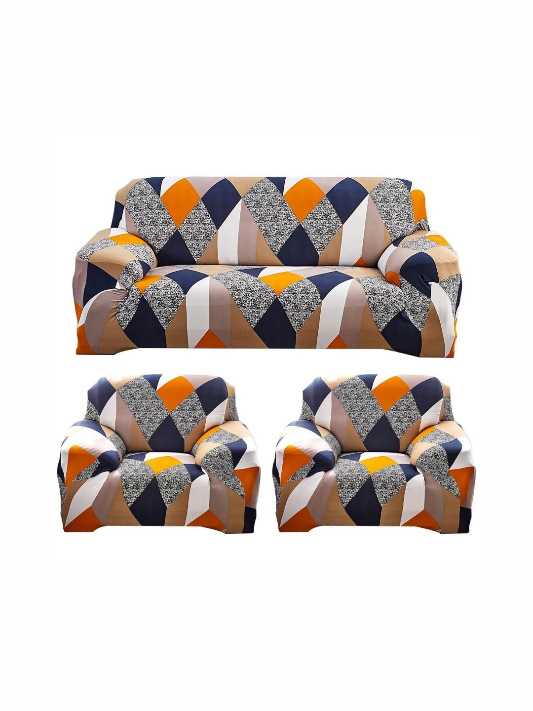 

B BESTILO Multicoloured Polyester Sofa Cover With Arms, Orange