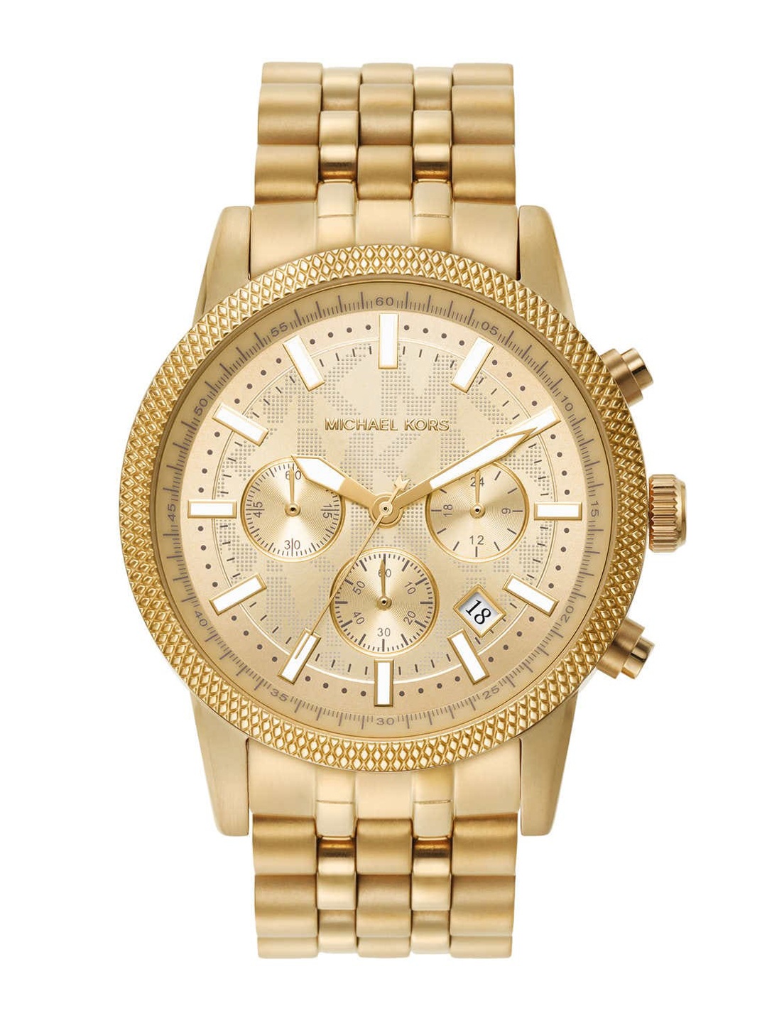 

Michael Kors Men Embellished Dial & Stainless Steel Straps Analogue Watch MK8953, Gold