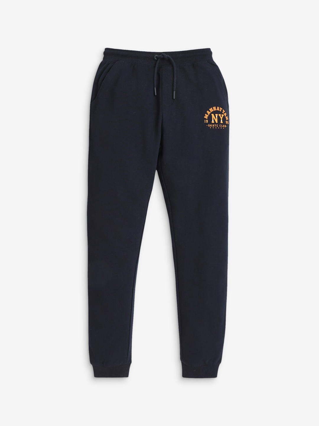 

R&B Boys Printed Mid Rise Joggers, Blue