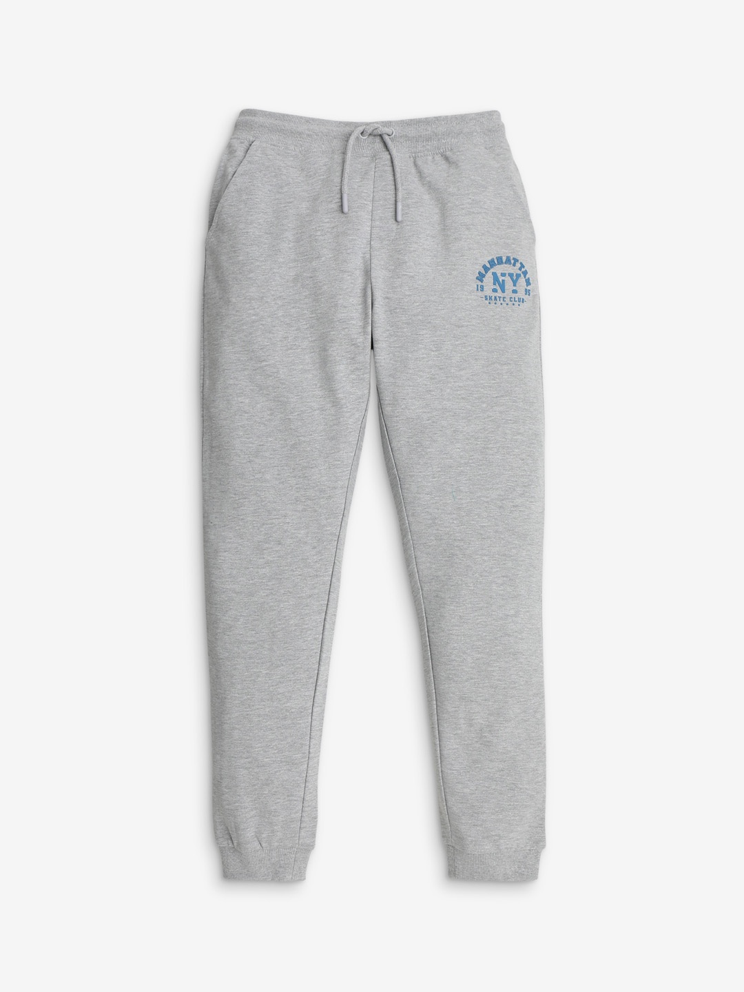 

R&B Boys Printed Regular Fit Cotton Joggers, Grey