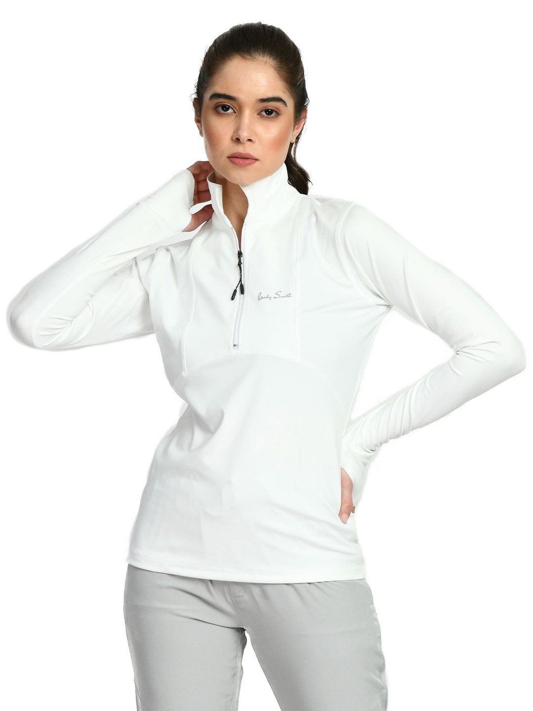 

Body Smith Women Henley Neck Anti Odour Pockets T-shirt, White