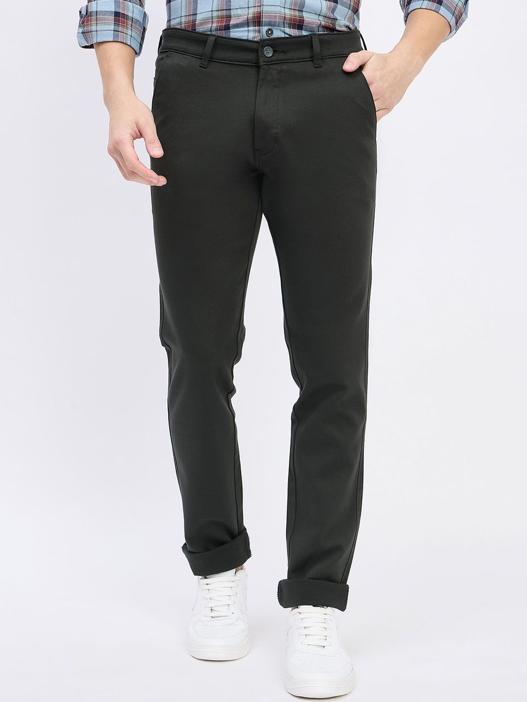 

Duke Men Mid-Rise Slim Fit Trousers, Grey