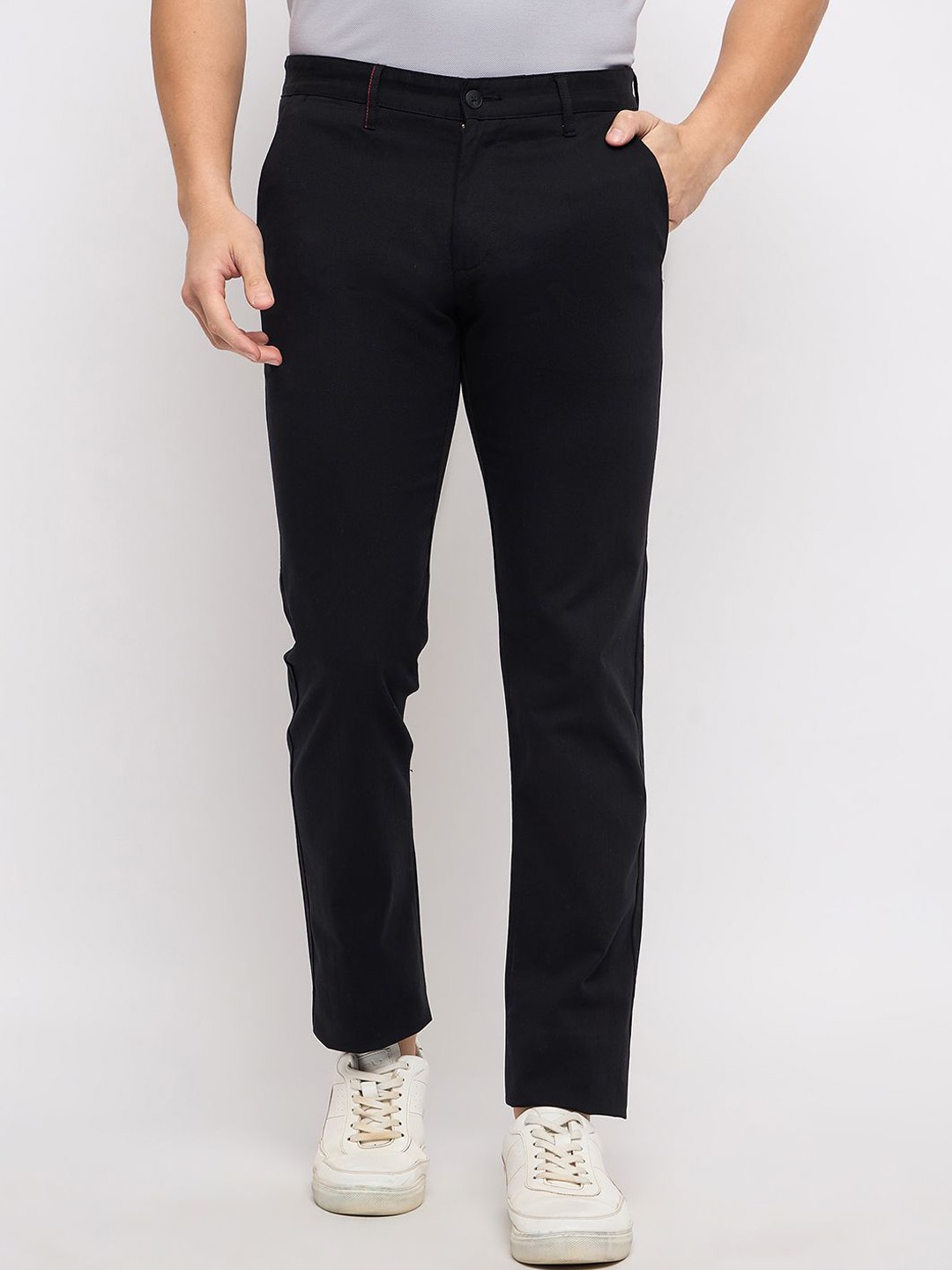 

Duke Men Slim Fit Chinos Trousers, Black