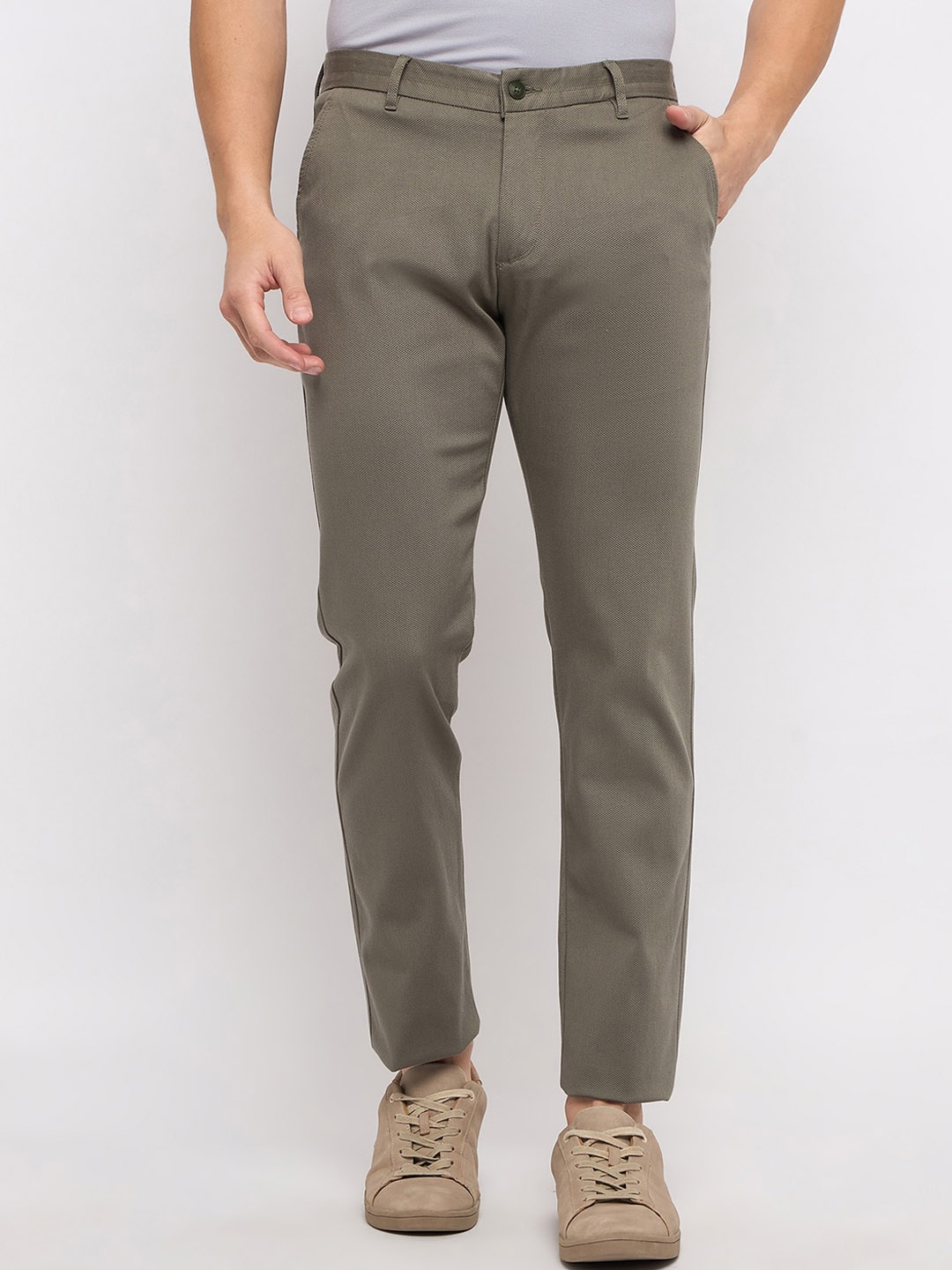 

Duke Men Slim Fit Chinos Trousers, Green