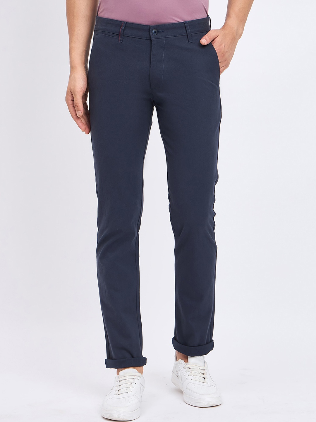 

Duke Men Mid-Rise Slim Fit Cotton Trousers, Blue