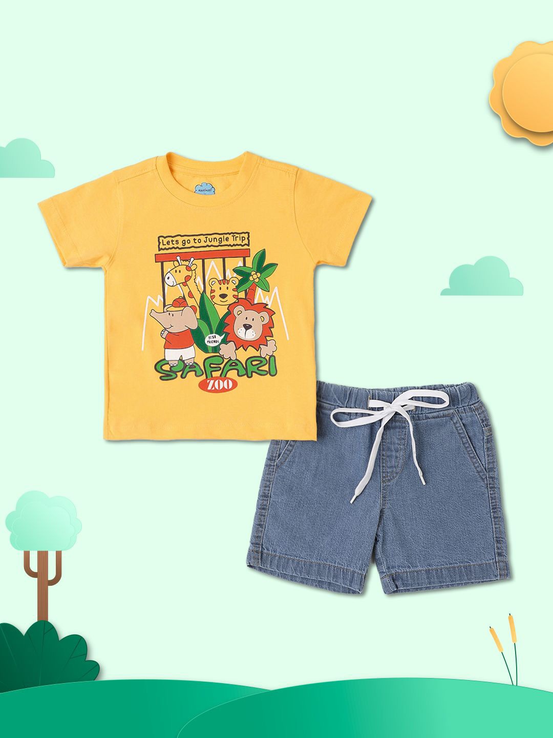 

Nauti Nati Boys Printed Top With Short, Yellow