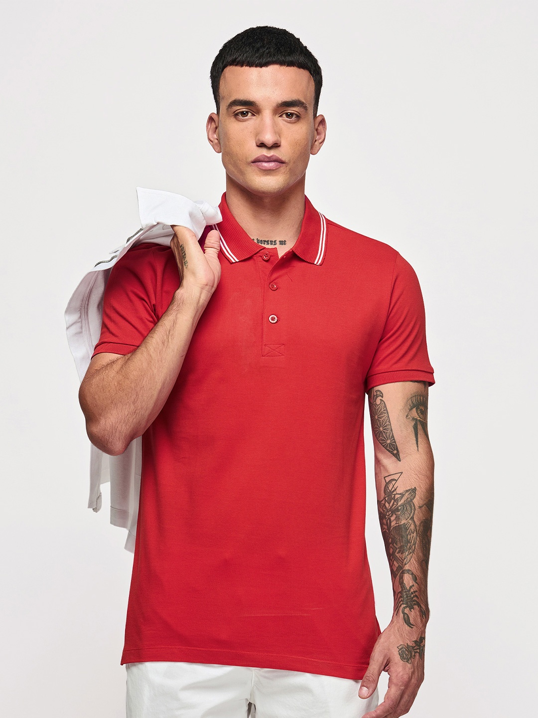 

Red Flame Polo Collar Pure Cotton T-shirt