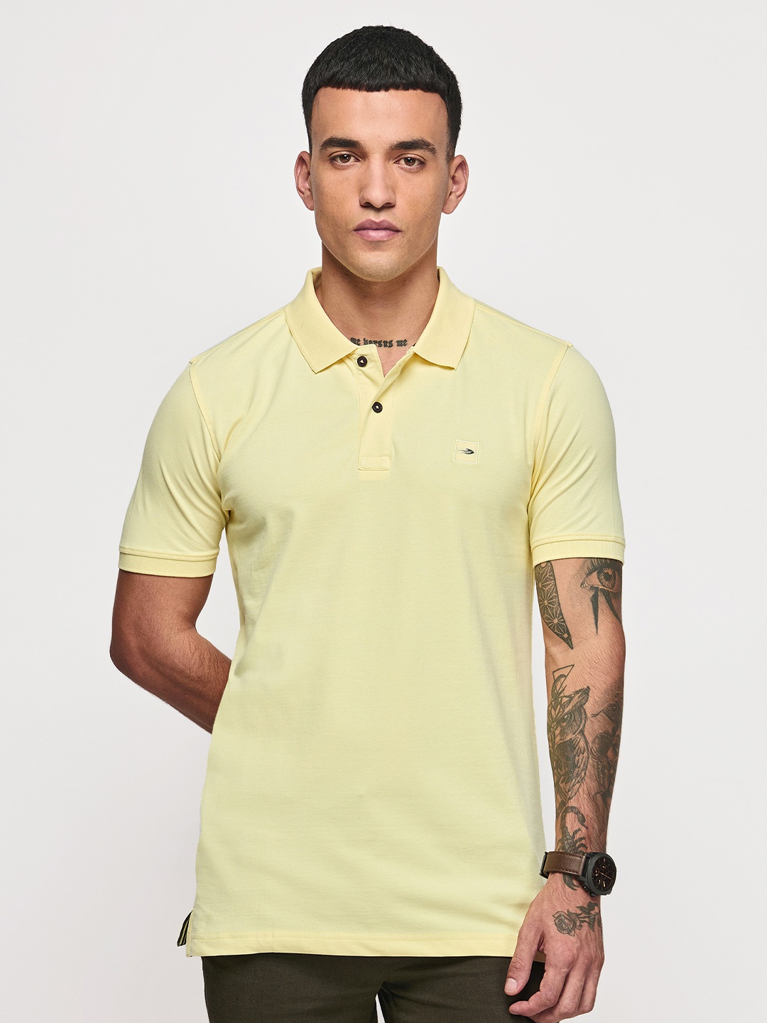 

Red Flame Men's Regular Fit Polo Neck Short Sleeves Casual Tshirts, Yellow