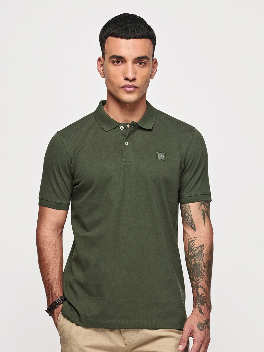 

Red Flame Men's Regular Fit Polo Neck Short Sleeves Casual Tshirts, Green