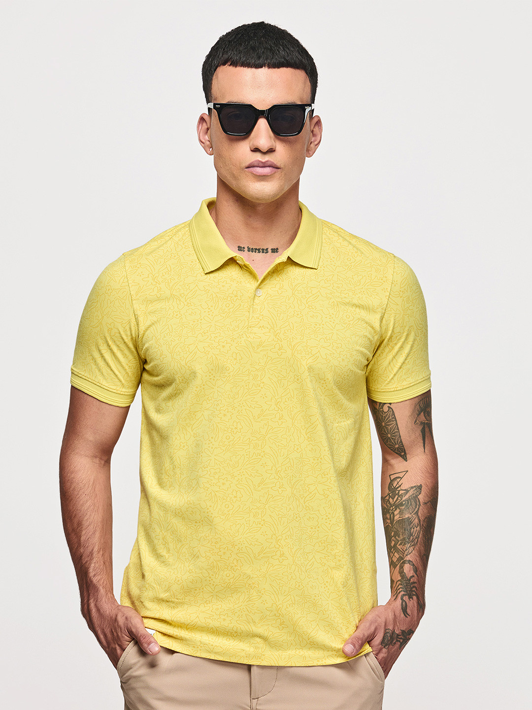 

Red Flame Men's Regular Fit Polo Neck Short Sleeves Casual Tshirts, Yellow