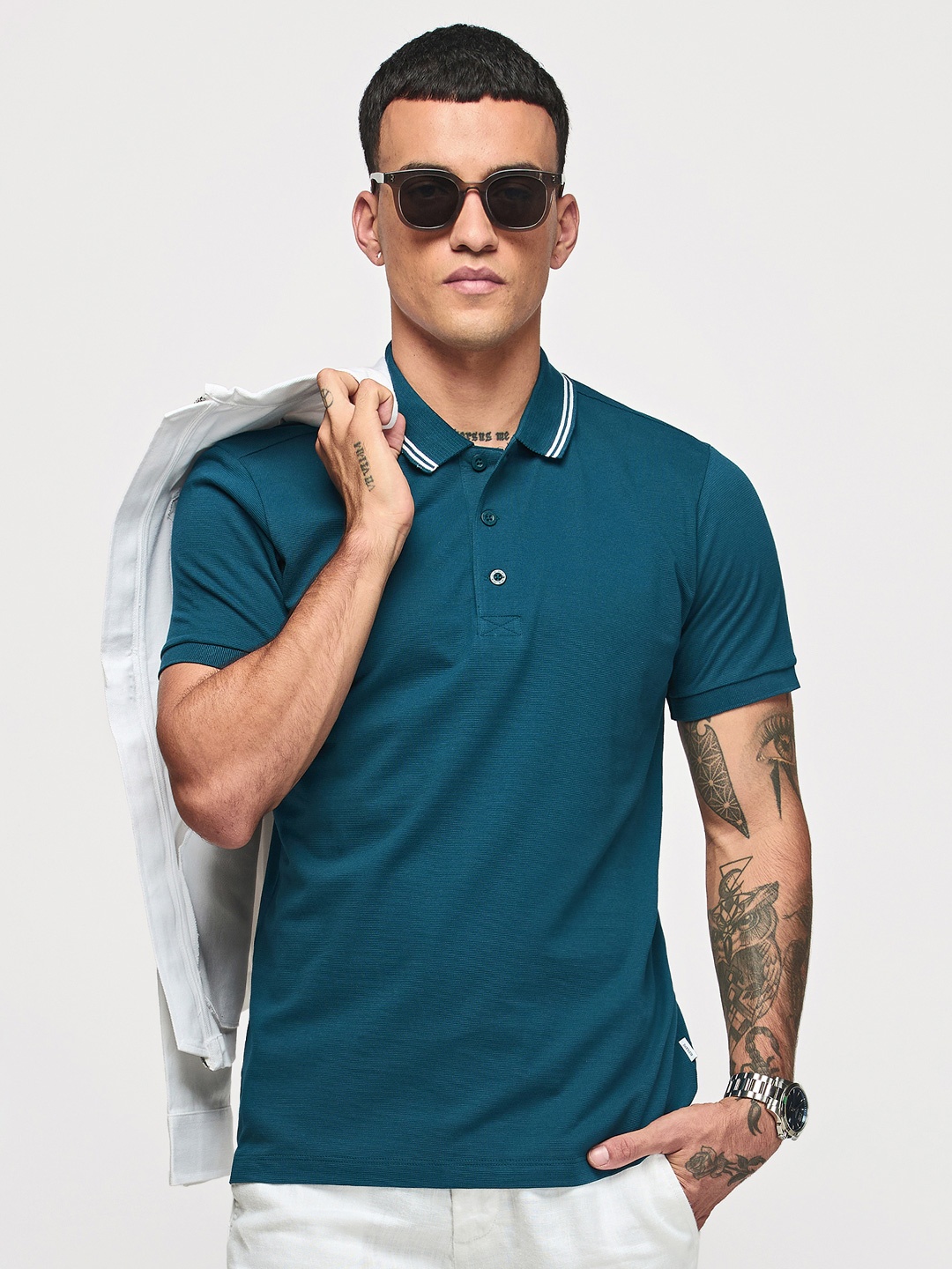 

Red Flame Men's Regular Fit Polo Neck Short Sleeves Casual Tshirts, Blue