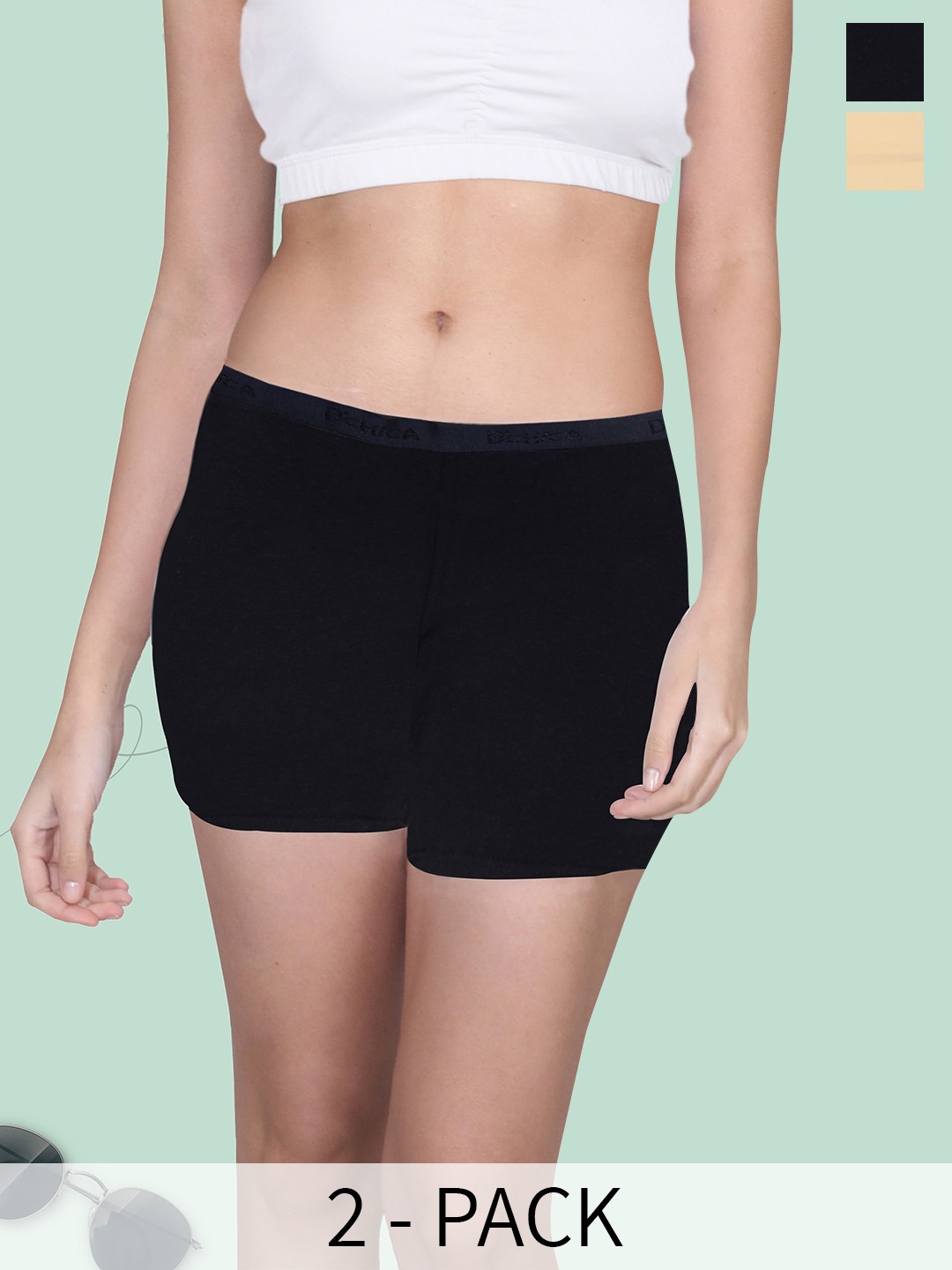

DChica Women Pack Of 2 Boy Short Briefs DCWNCSAP9667/XS, Black