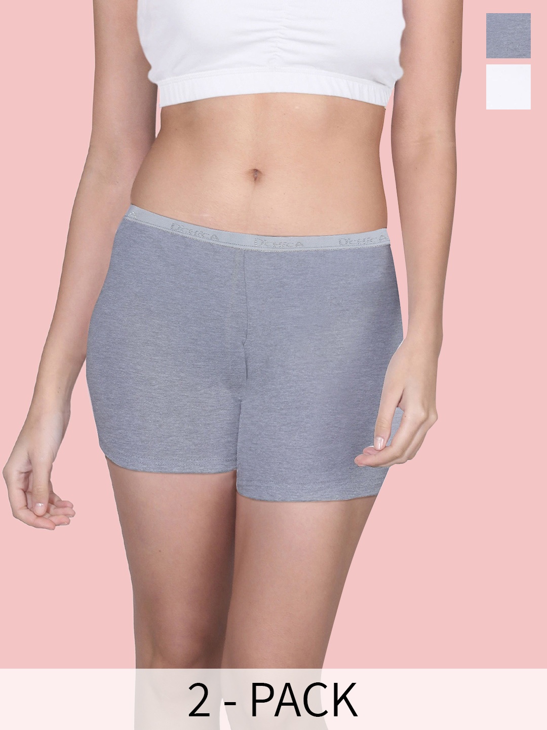 

DChica Pack Of 2 Cotton high rise Long Briefs - DCWNCSAP9669/XS, White