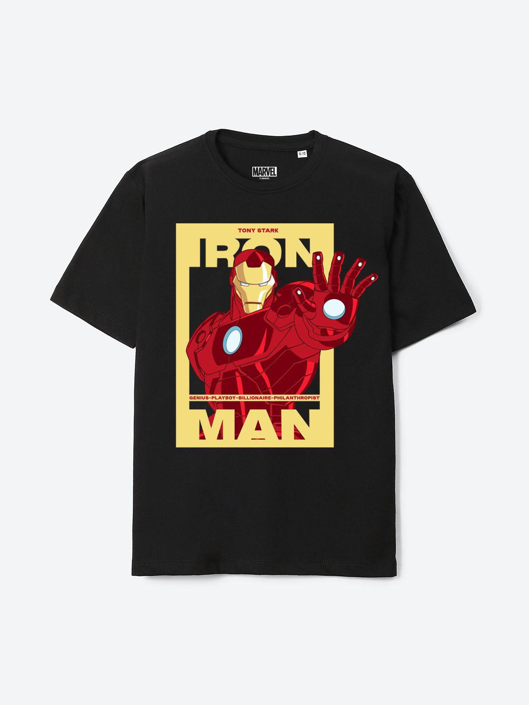

YK Marvel Boys Iron Man Printed Pure Cotton Applique T-shirt, Black