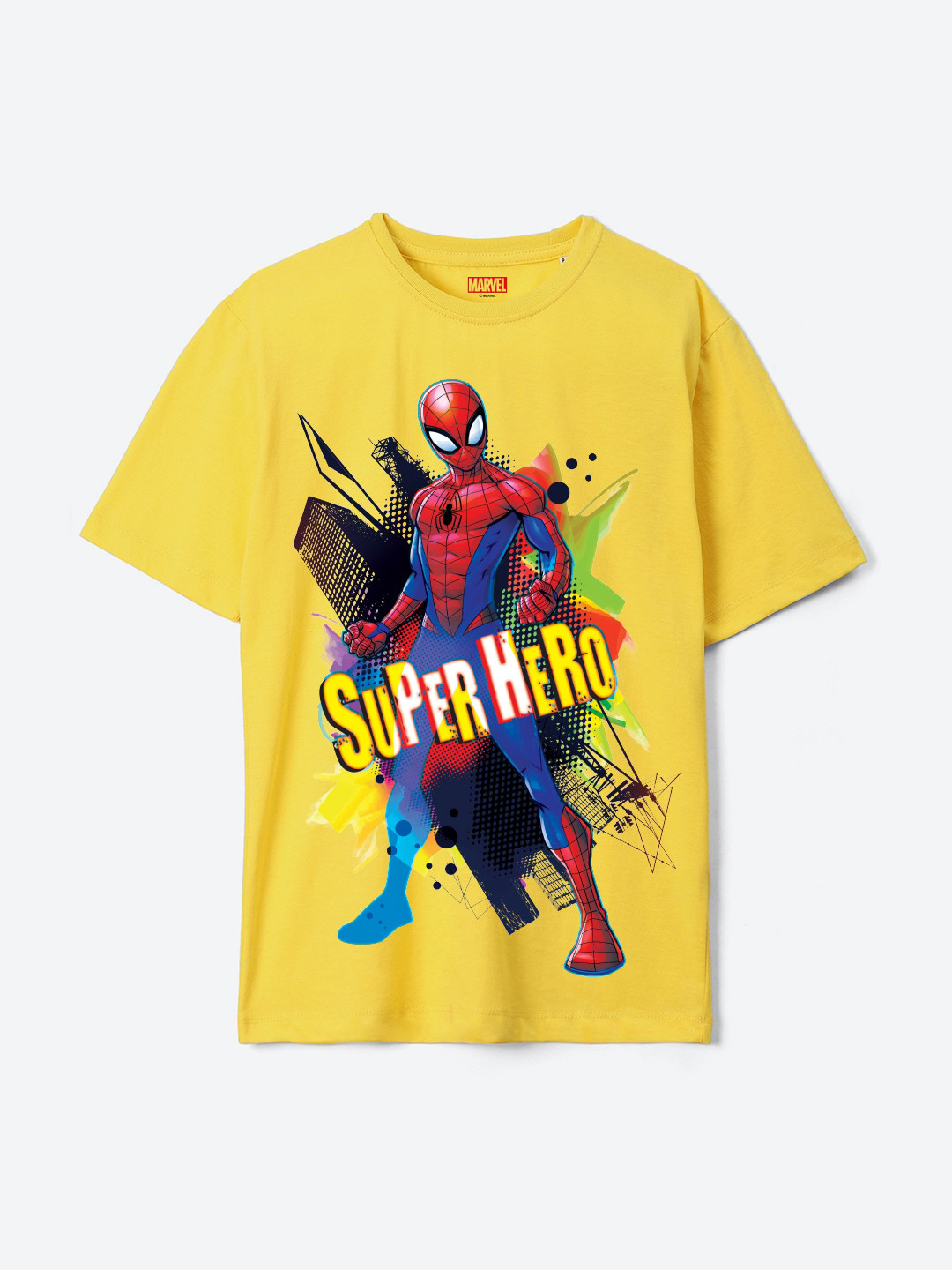 

YK Marvel Boys Printed Pure Cotton Applique T-shirt, Yellow