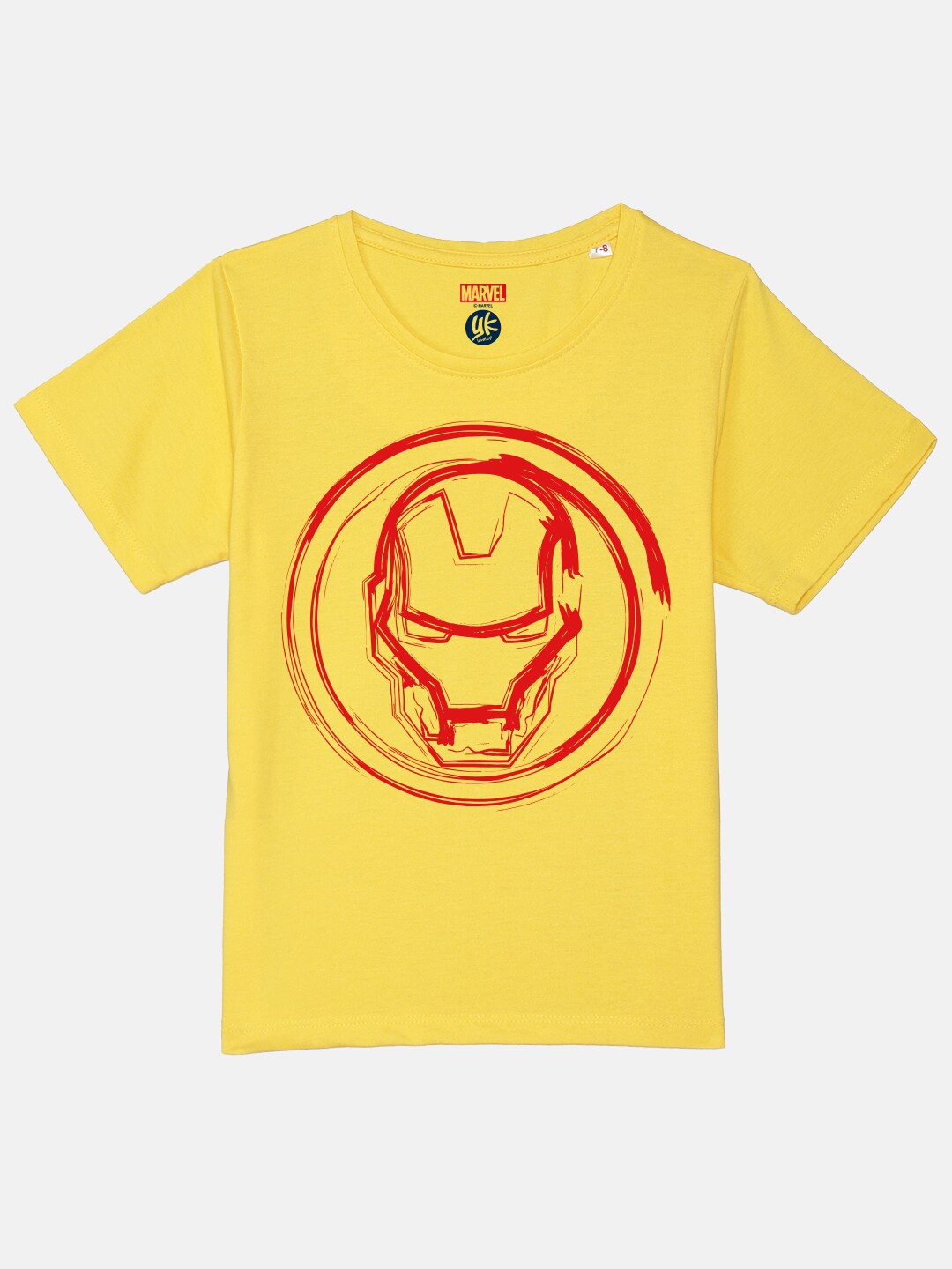 

YK Marvel Boys Avengers Printed Round neckPure Cotton Applique T-shirt, Yellow