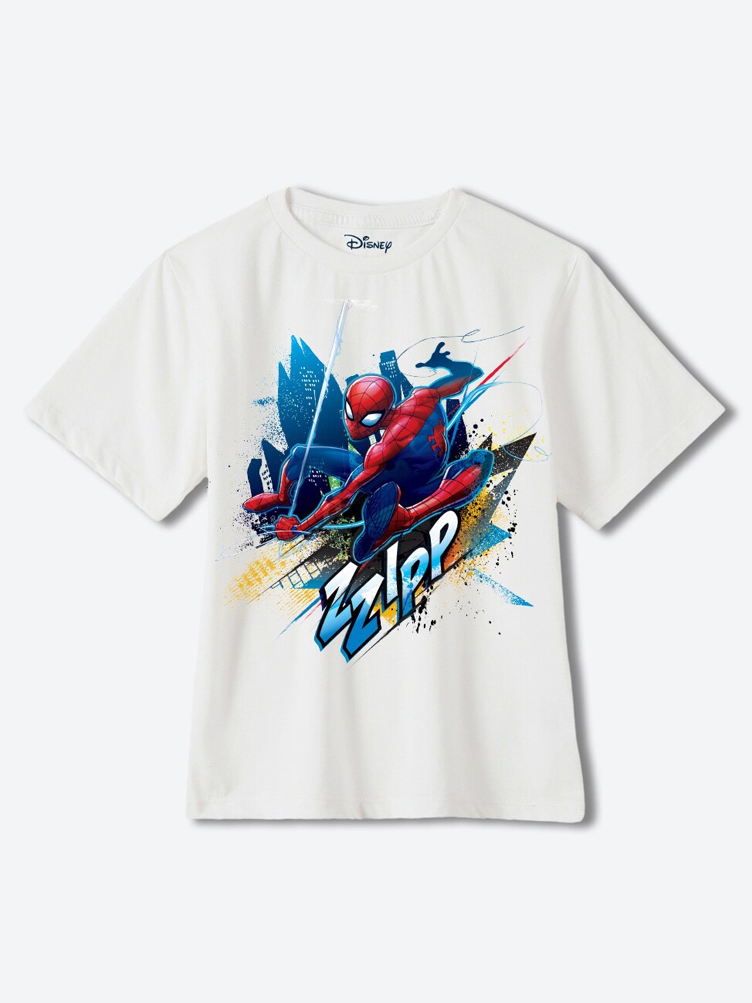 

YK Marvel Boys Printed Pure Cotton Applique T-shirt, White