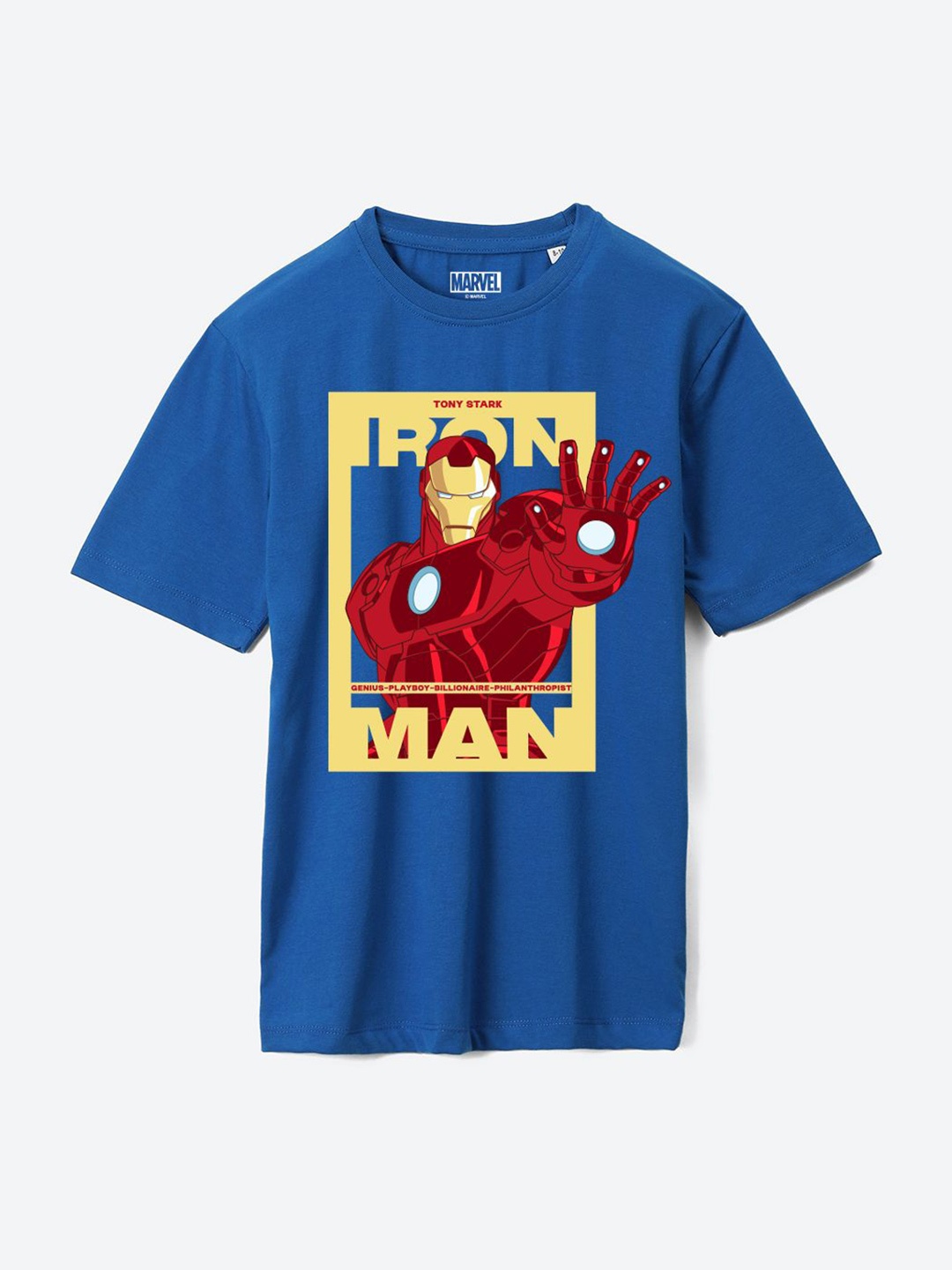 

YK Marvel Boys Iron Man Printed Pure Cotton Applique T-shirt, Blue