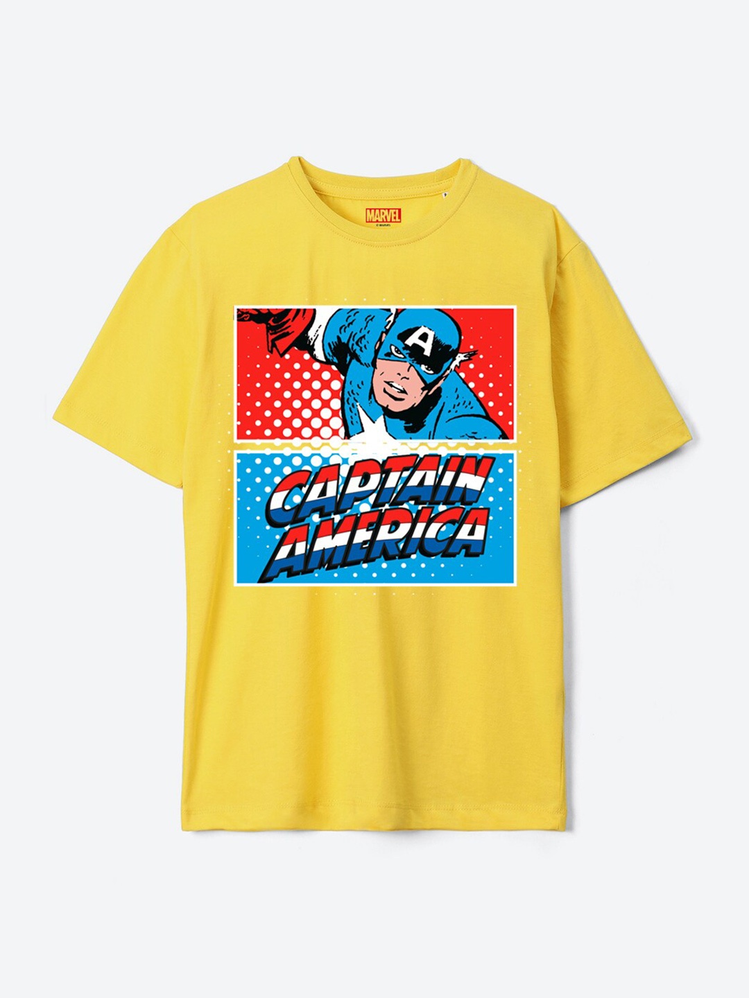 

YK Marvel Boys Captain America Printed Pure Cotton T-shirt, Yellow