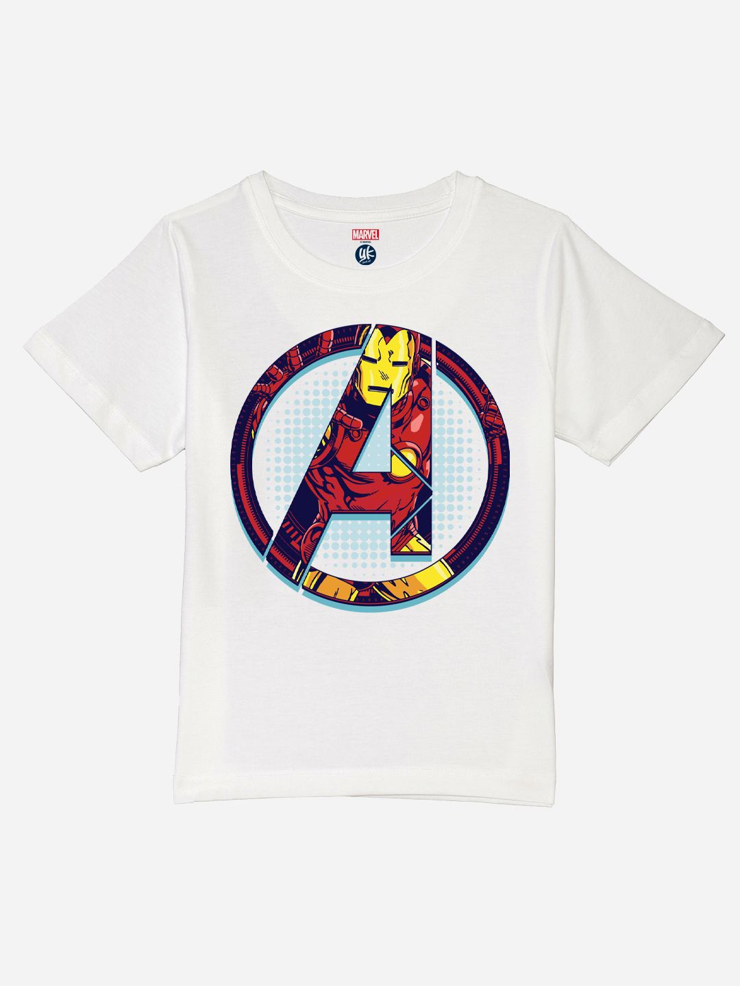 

YK Marvel Boys Avengers Printed Pure Cotton Applique T-shirt, White