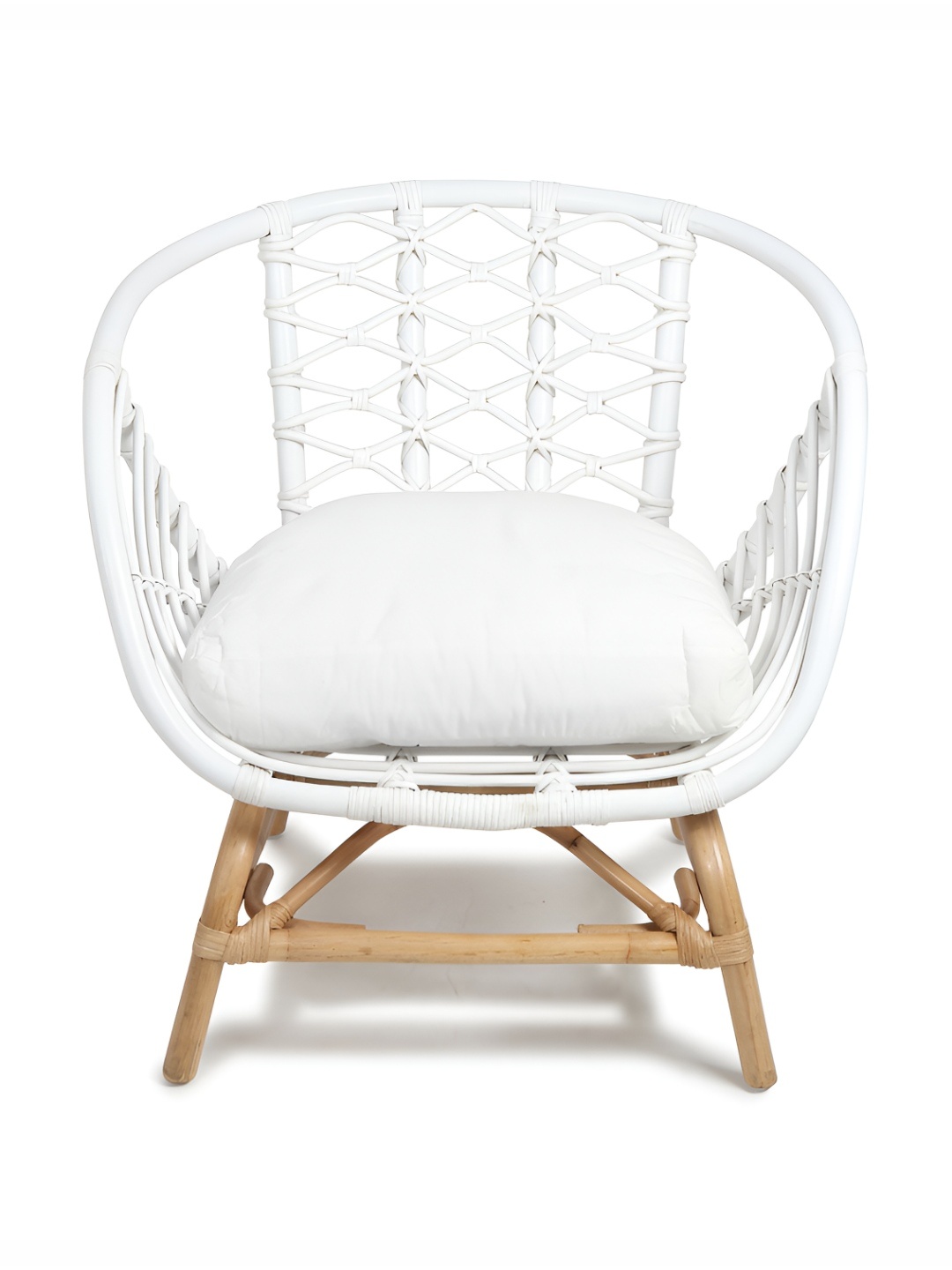 

HABERE INDIA Bali Accent White Bamboo Rattan Chair