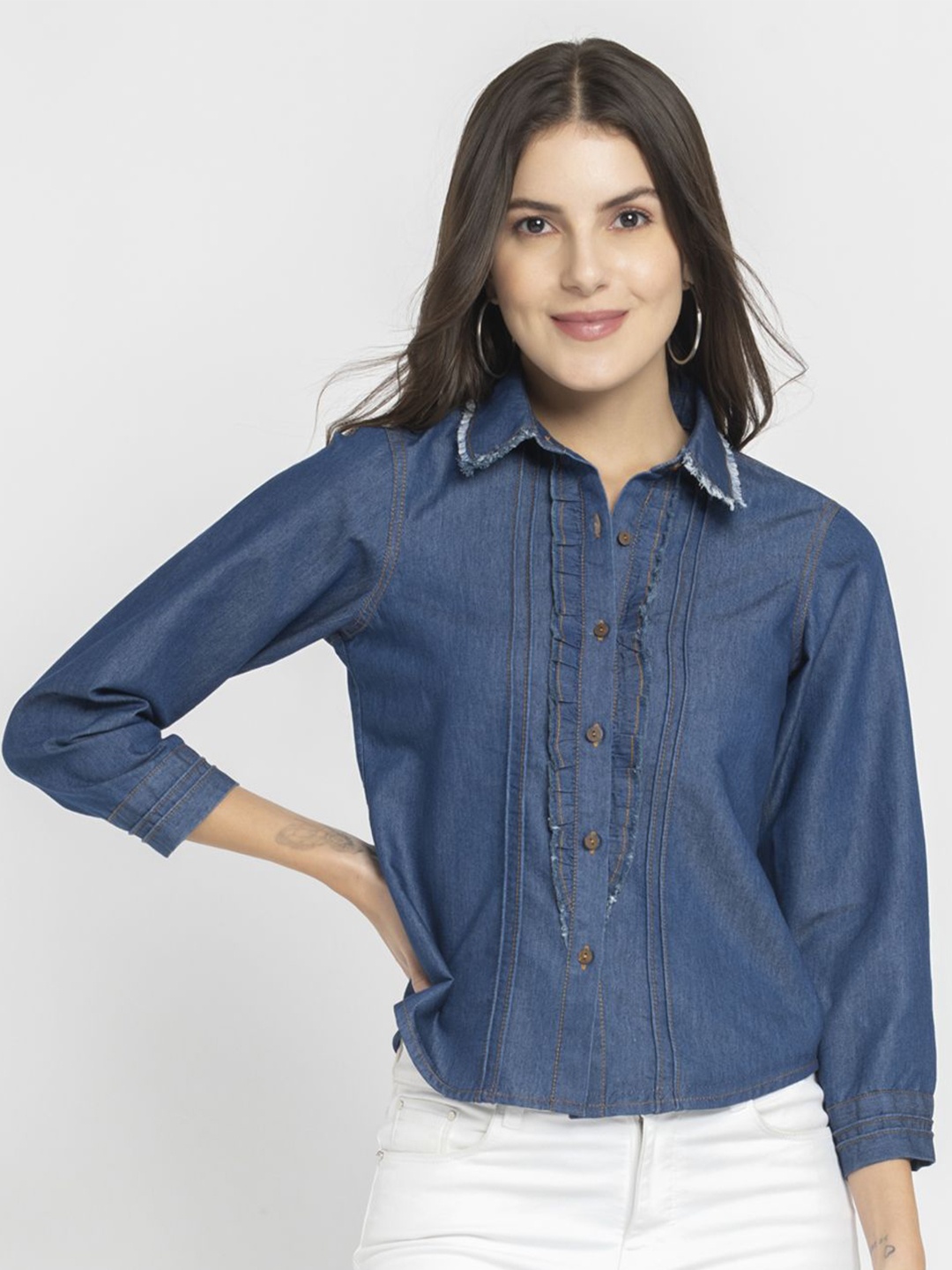 

SHAYE Women Smart Opaque Casual Shirt, Blue