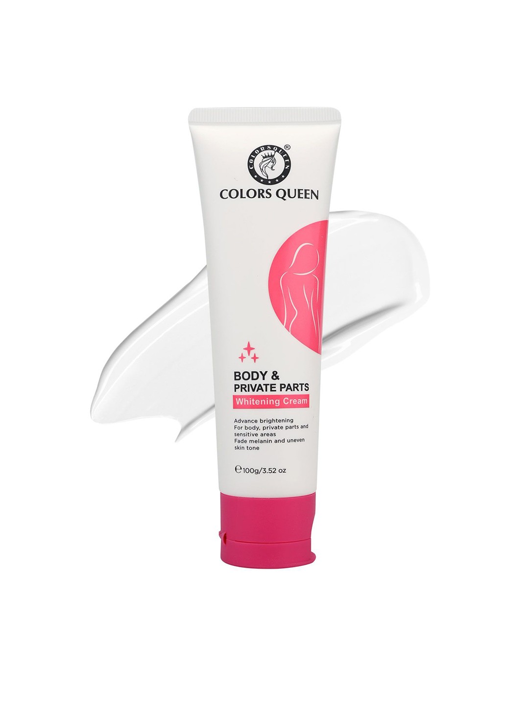Colors Queen Body & Private Parts Whitening Cream With Hyaluronic Acid - 100g, White
