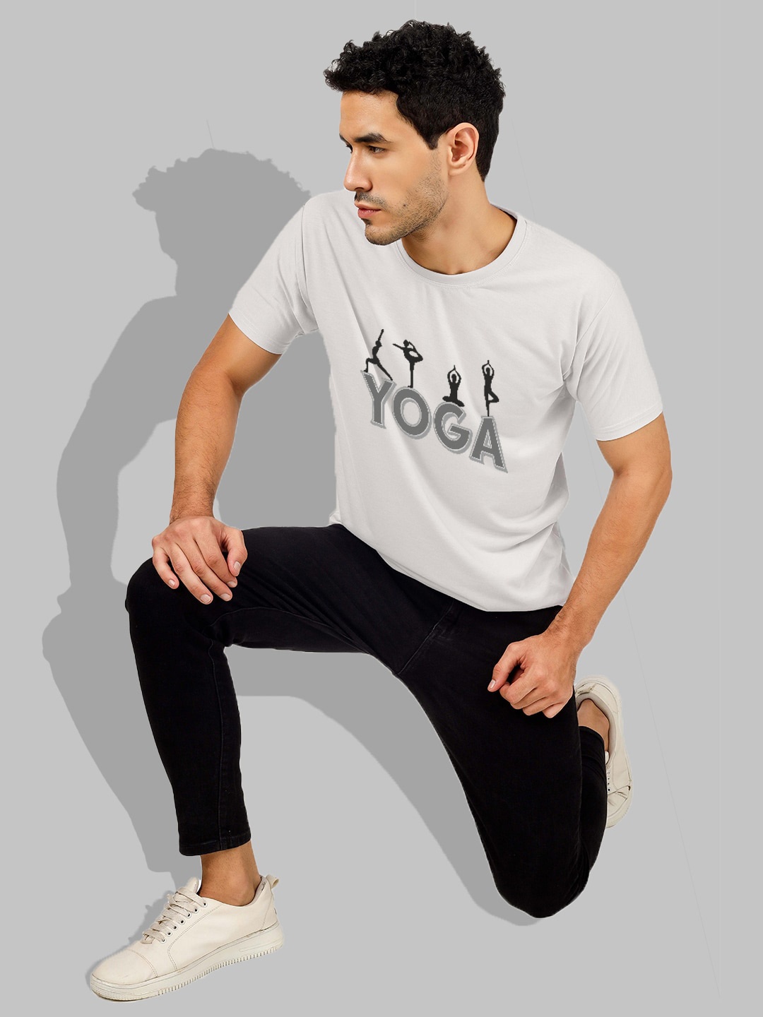 

Greylongg Men Typography Printed Applique T-shirt, White
