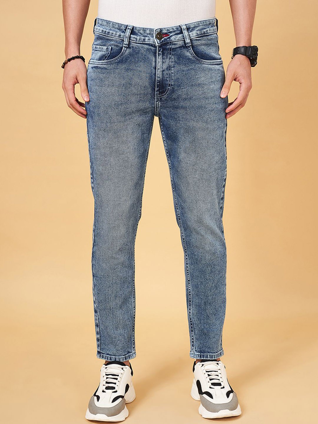 

SF JEANS by Pantaloons Men Slim Fit Mildly Distressed Heavy Fade Jeans, Blue